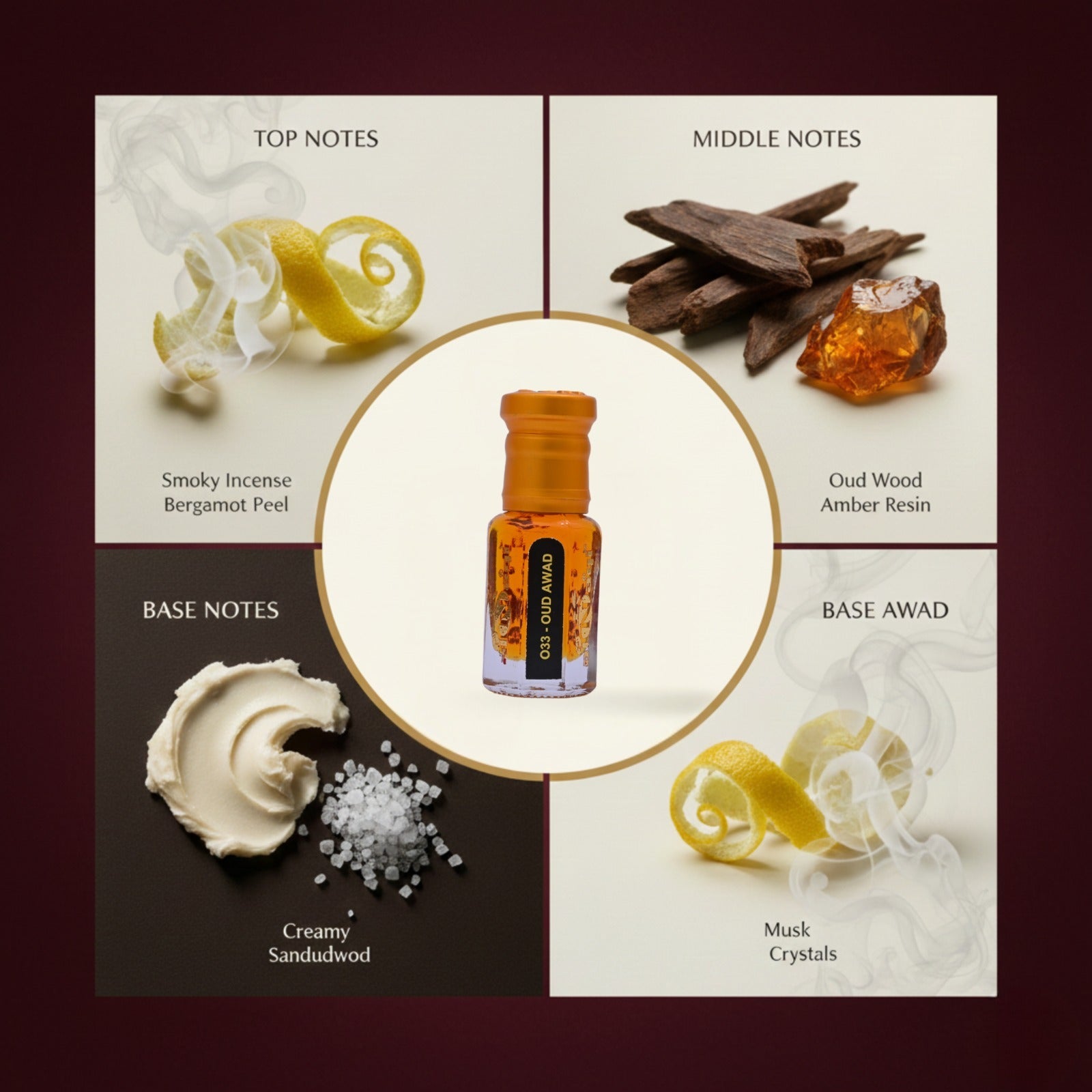 A refined and traditional oud fragrance crafted as Oud Awad.