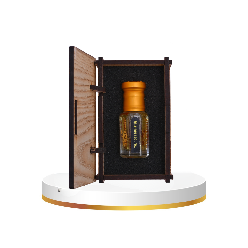 Elegant glass bottle of luxurious Arabian attar