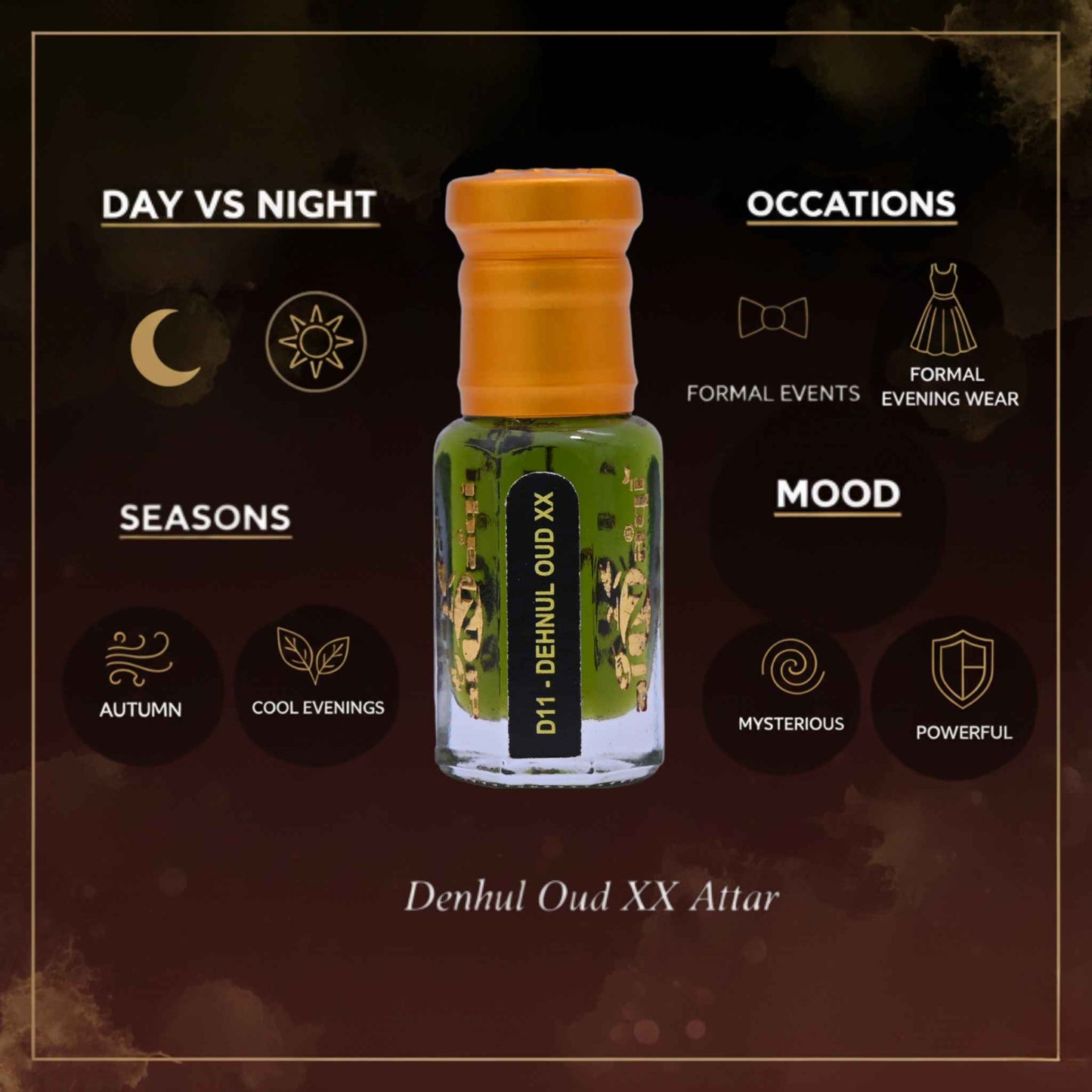 Denhul Oud XX Attar men oud perfume bottle close up