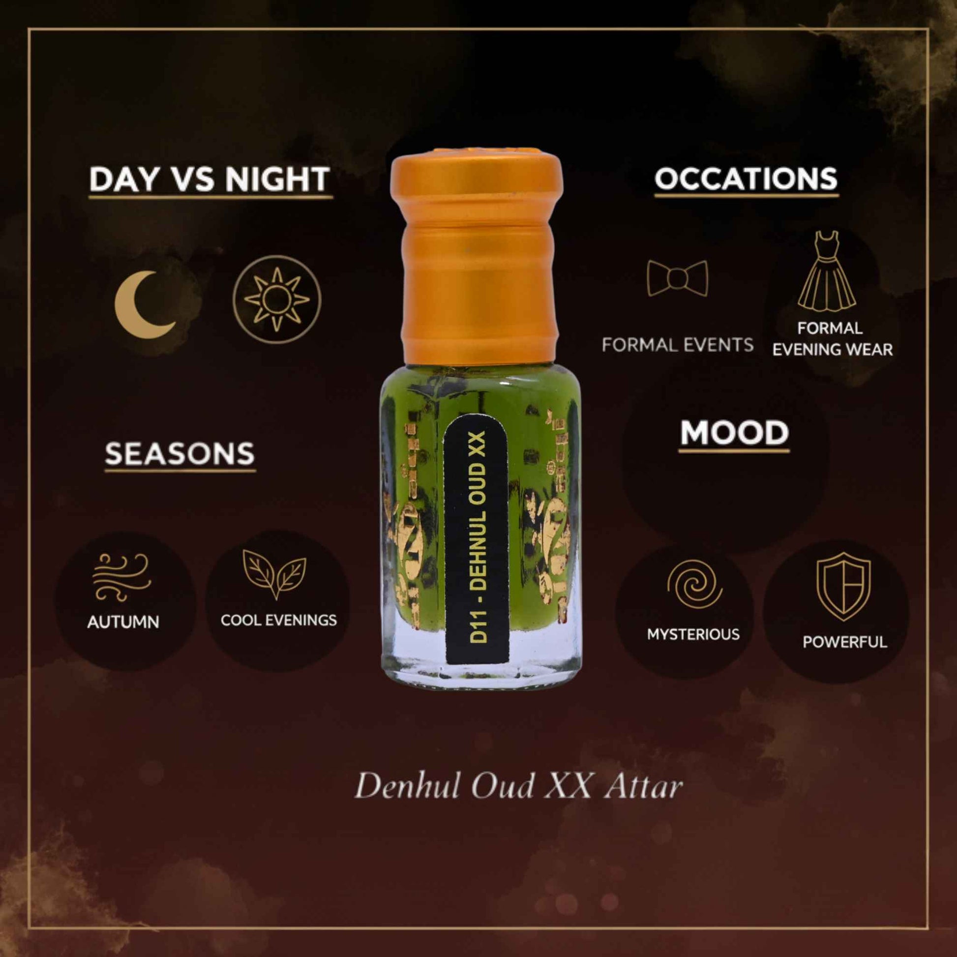 Denhul Oud XX Attar men oud perfume bottle close up