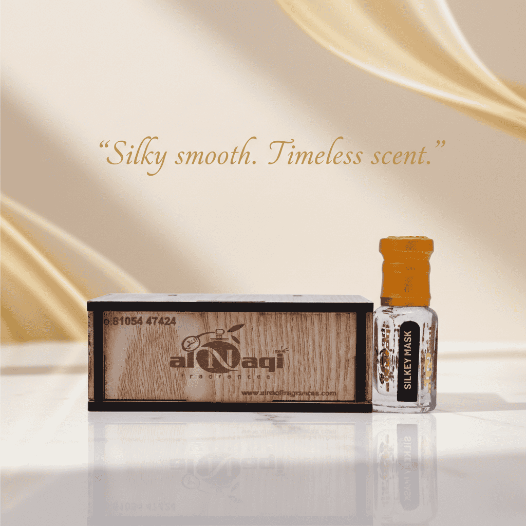 Artistic display of White Musk and Sandalwood elements
