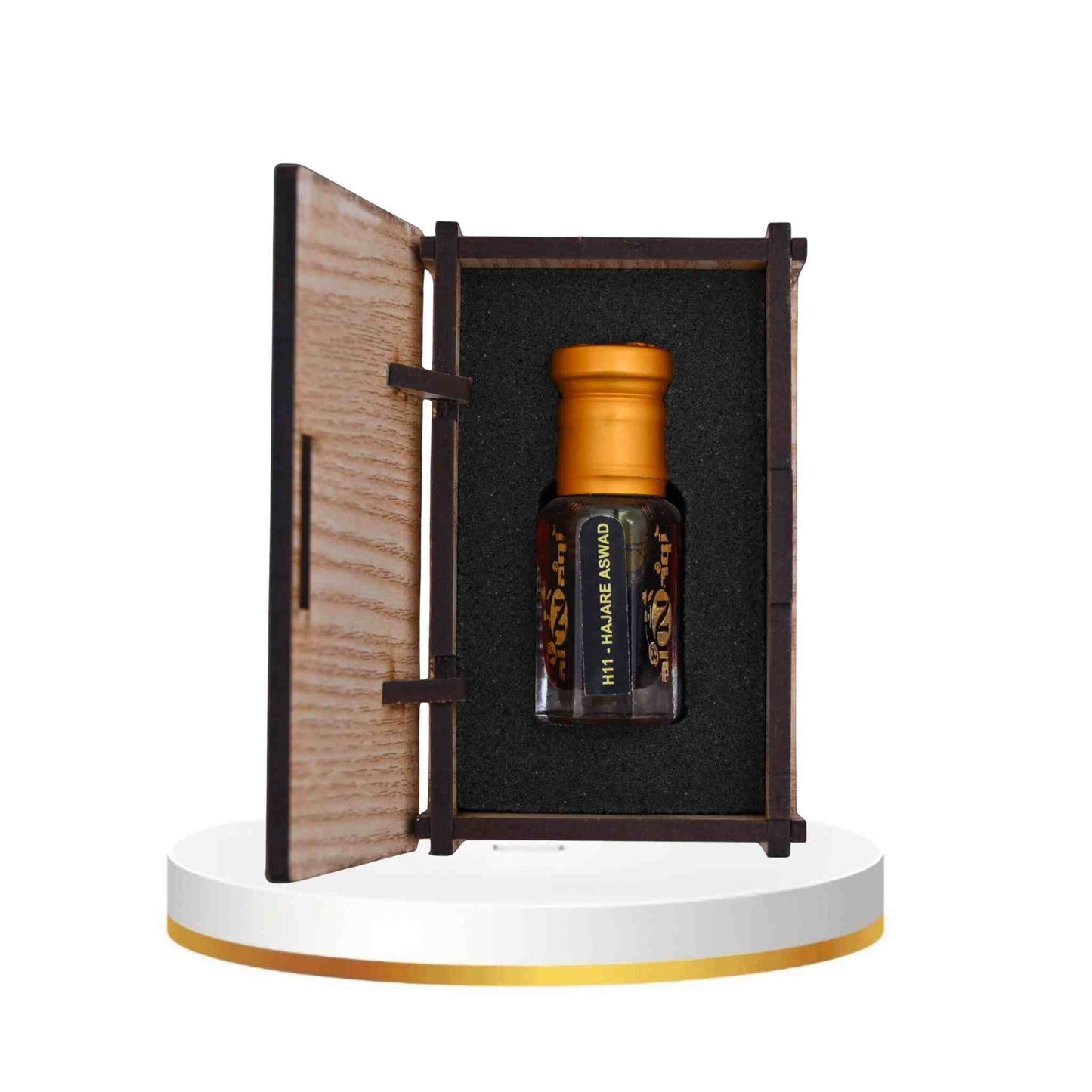 Bottle of whisky in a wooden box on a white background