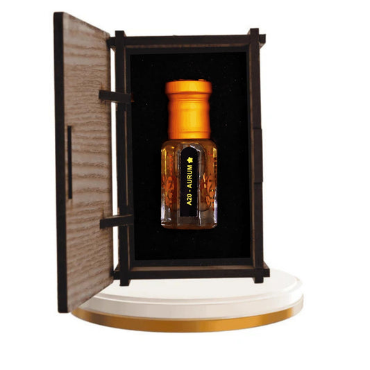 Decorative bottle with wooden box and white base