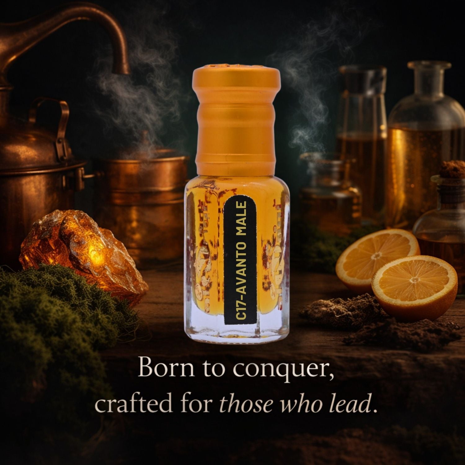 High-end unisex attar displayed on a marble surface