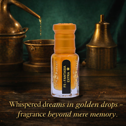 Attar bottle surrounded by exotic spices and delicate flowers
