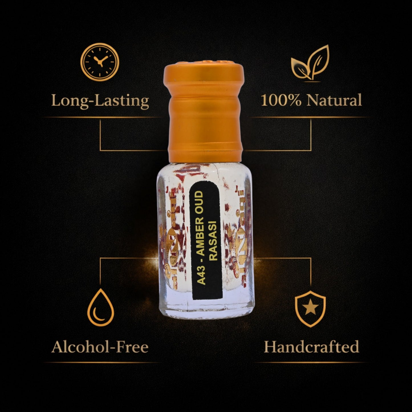 Rasasi Amber Oud oriental attar bottle