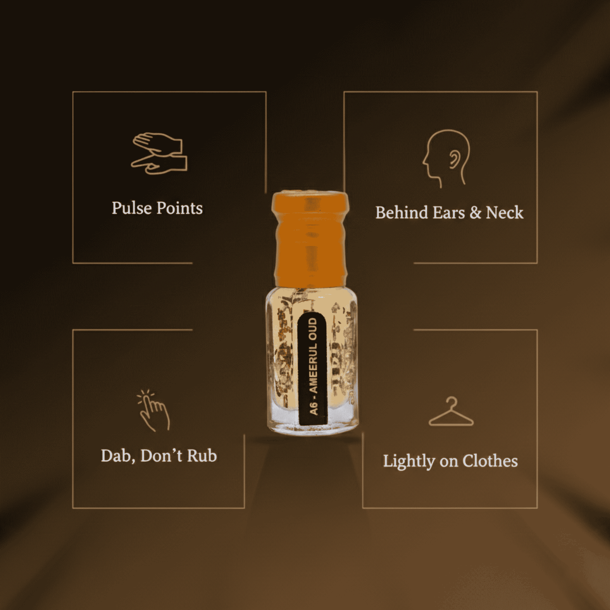 Ameerul Oud attar displayed in a luxurious setting
