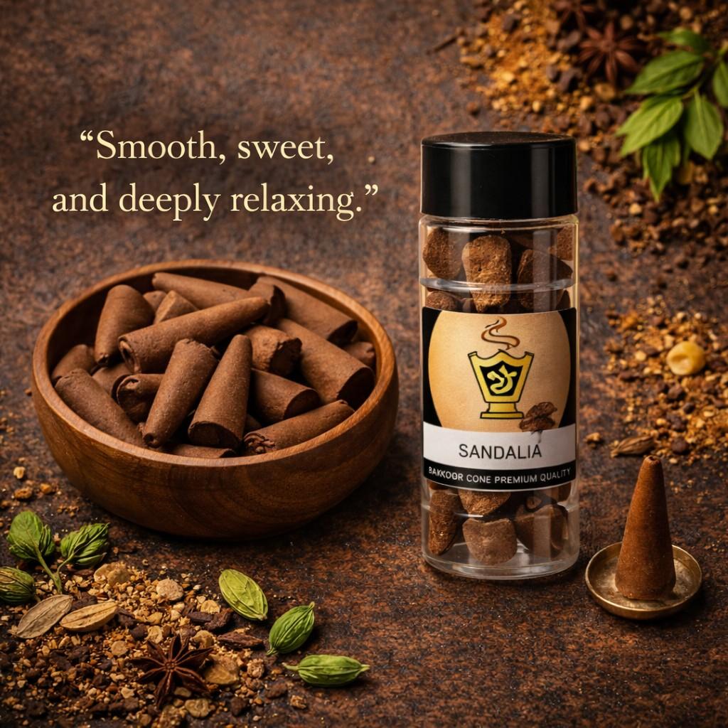 Sandalia cinnamon cones in a wooden bowl and glass jar on a rustic background