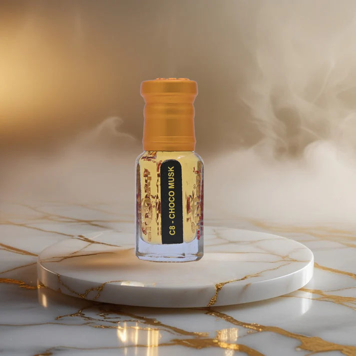 Choco musk perfume oil featuring warm chocolate notes and long-lasting fragrance