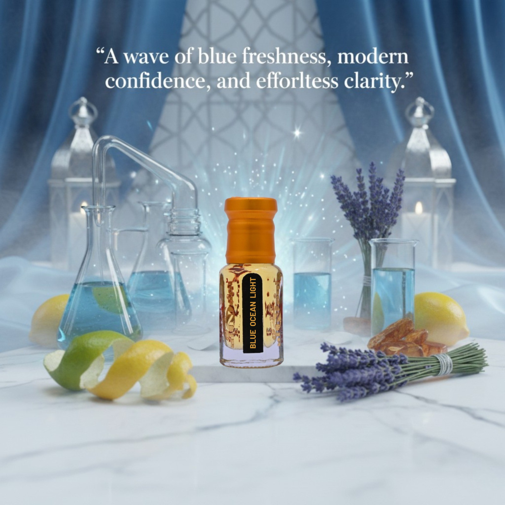 Blue Ocean Light Attar delivers clean, light, and refreshing citrus freshness.