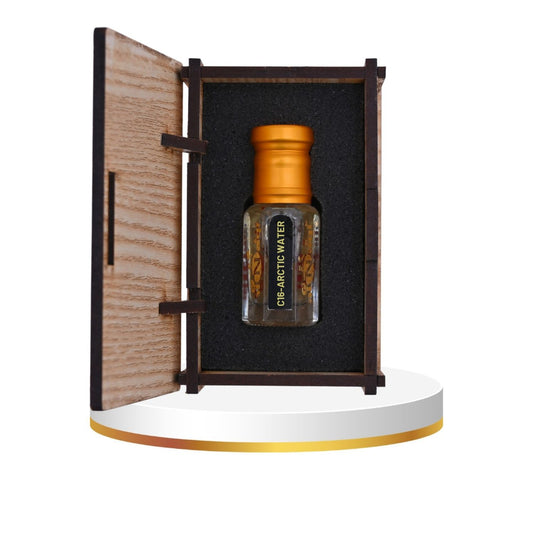 Elegant perfume bottle with blue and silver accents