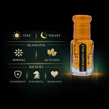 Close-up of premium perfume oil in an elegant container