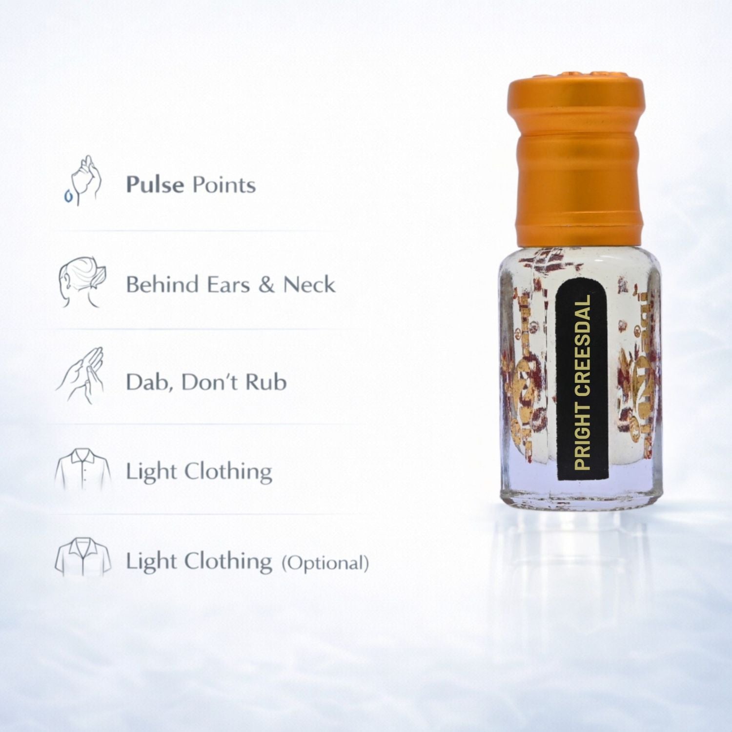 Perfume oil bottle alongside other premium fragrance options