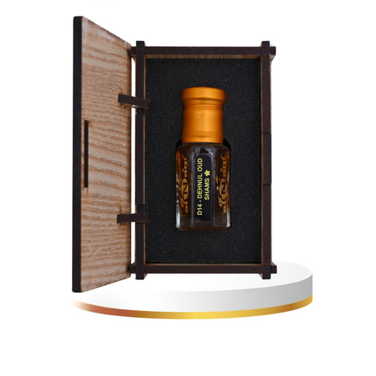 Dehnul Oud Shams luxury oud attar bottle