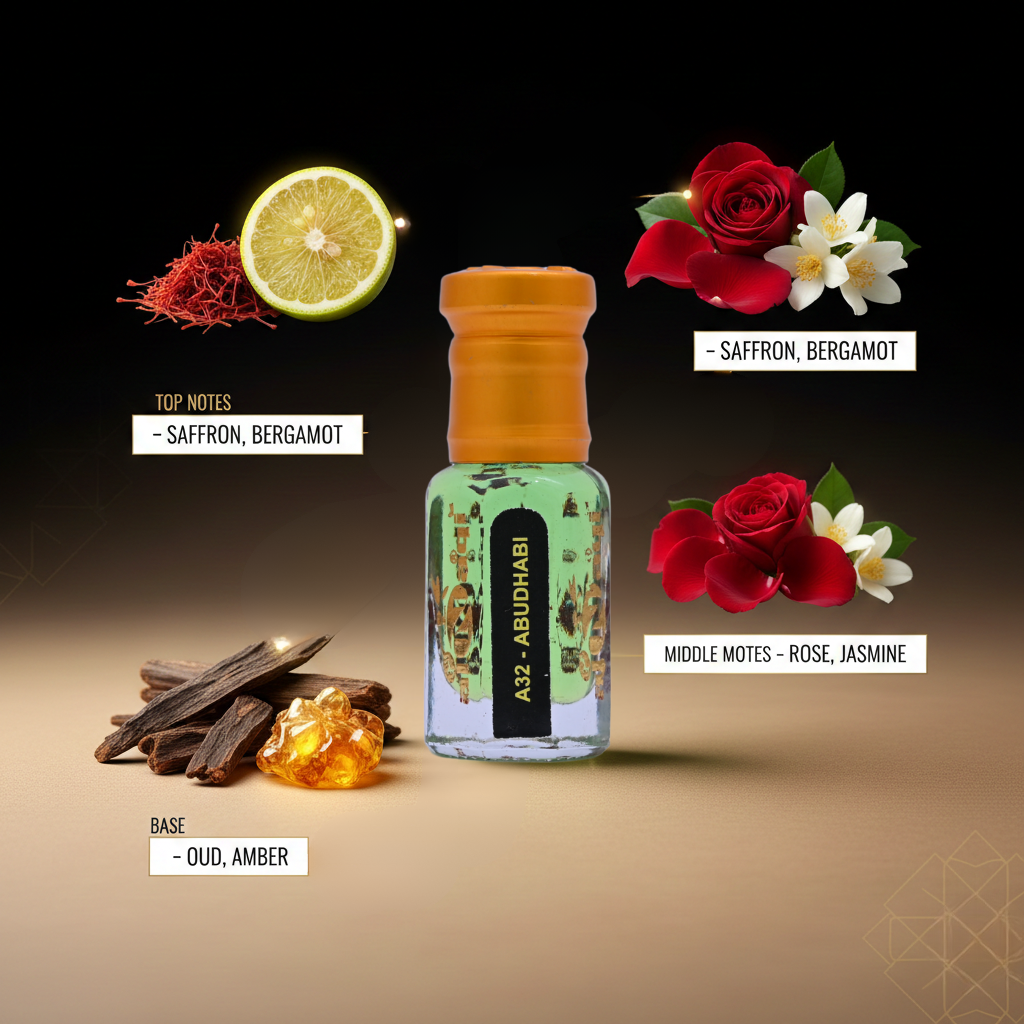 Detailed view of a perfume bottle with floral and woody elements