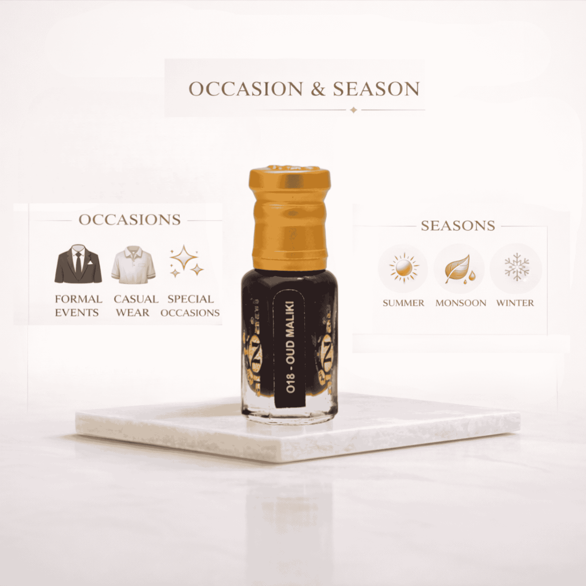 Fragrance in Arabic style with natural oud perfume oil and royal aroma