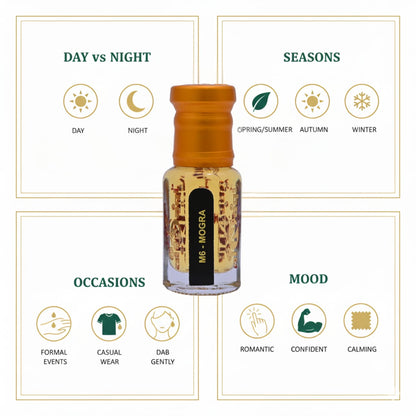 Jasmine attar perfume with soft, elegant floral scent and pure non-alcoholic formula