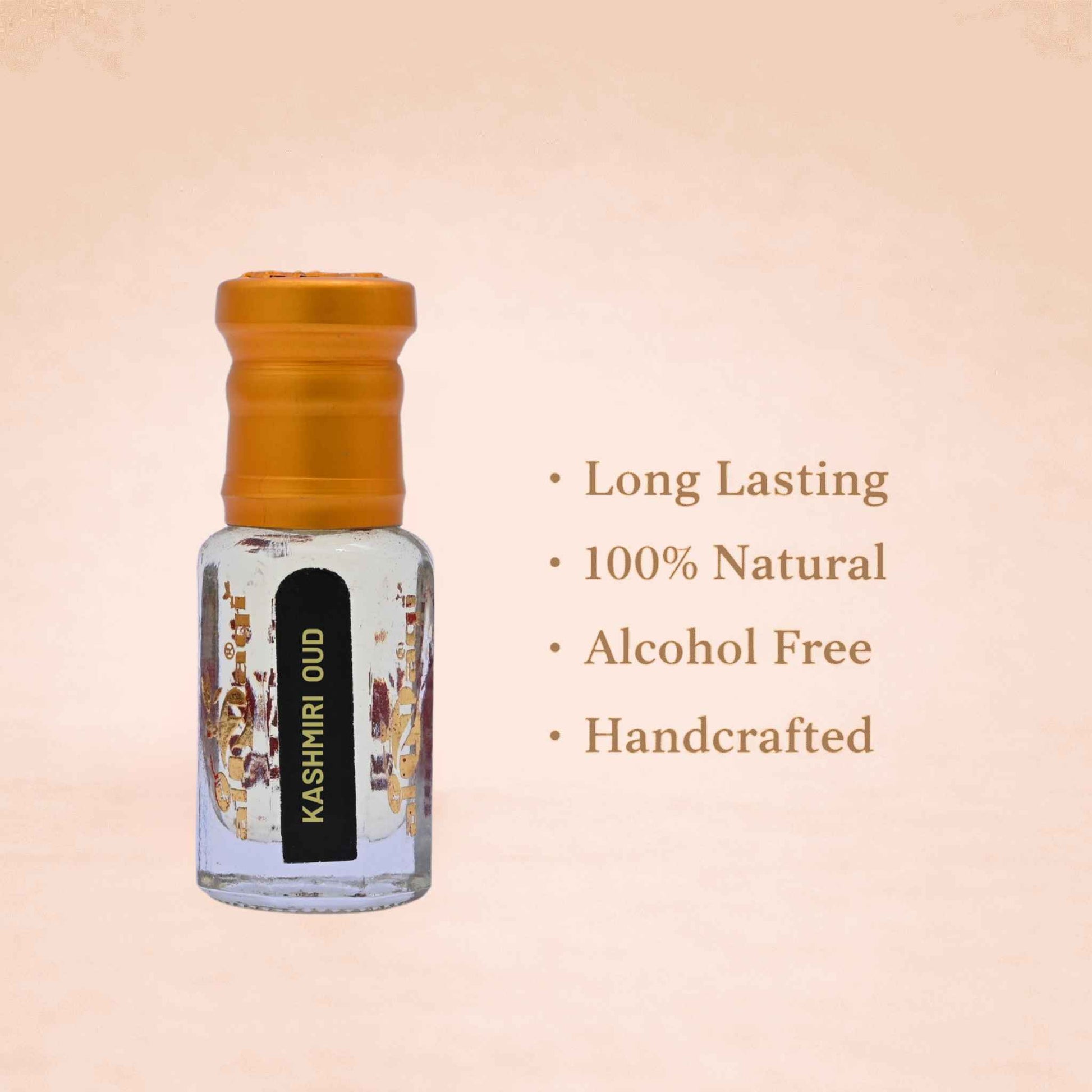 Luxury fragrance with deep, woody notes presented in a sophisticated glass container.
