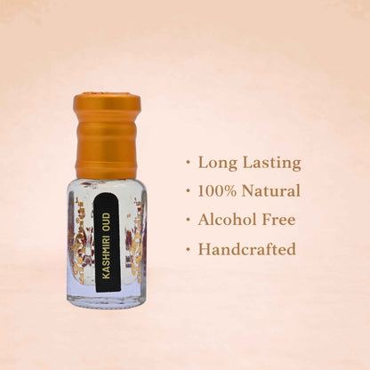 Luxury fragrance with deep, woody notes presented in a sophisticated glass container.
