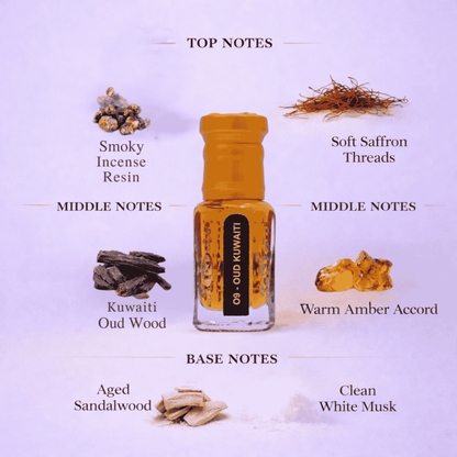 Kuwait oud attar featuring authentic oud notes and traditional Middle Eastern scent