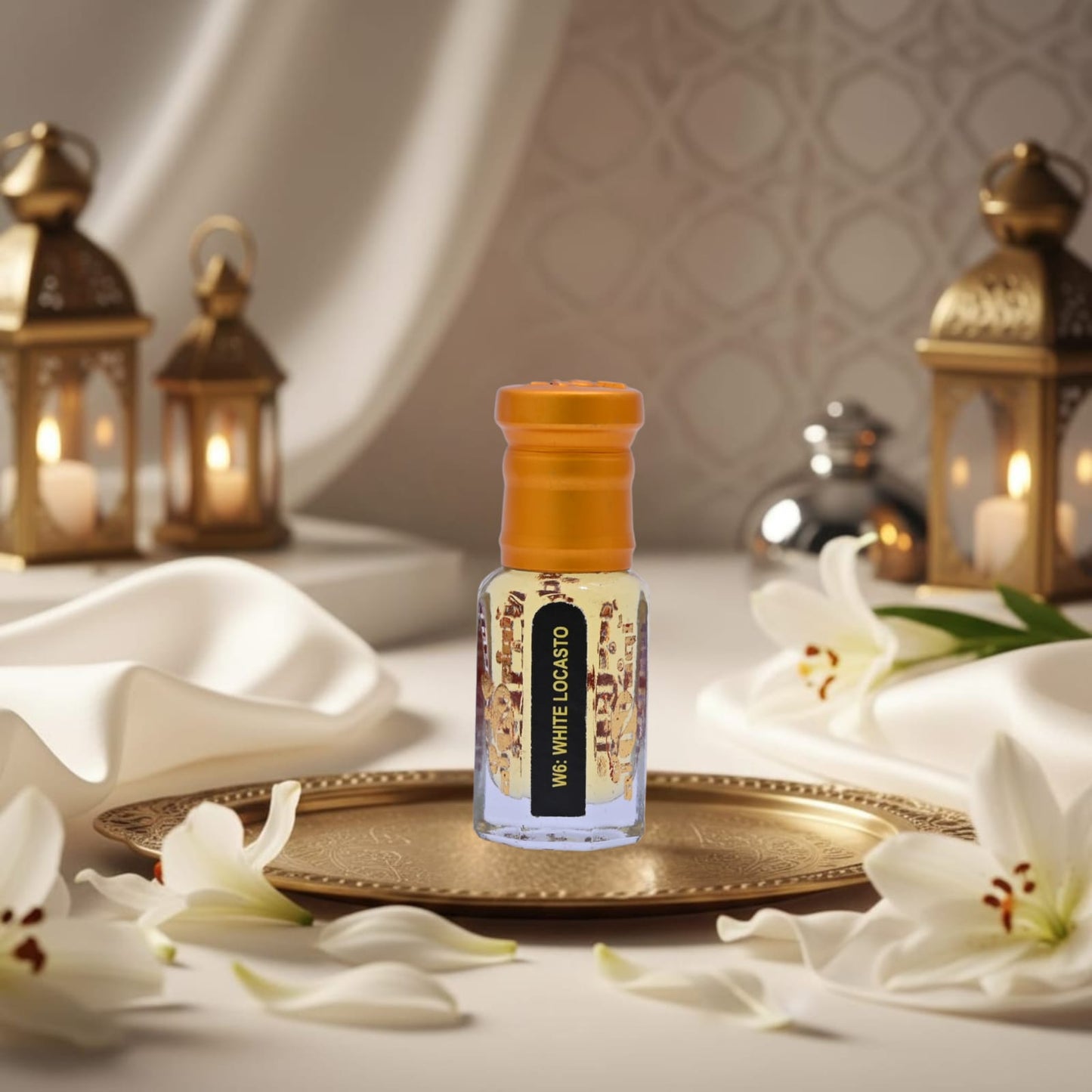 Unisex white perfume attar oil with fresh and woody notes