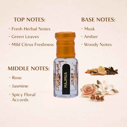 Close-up of rich aromatic ingredients used in a fine attar
