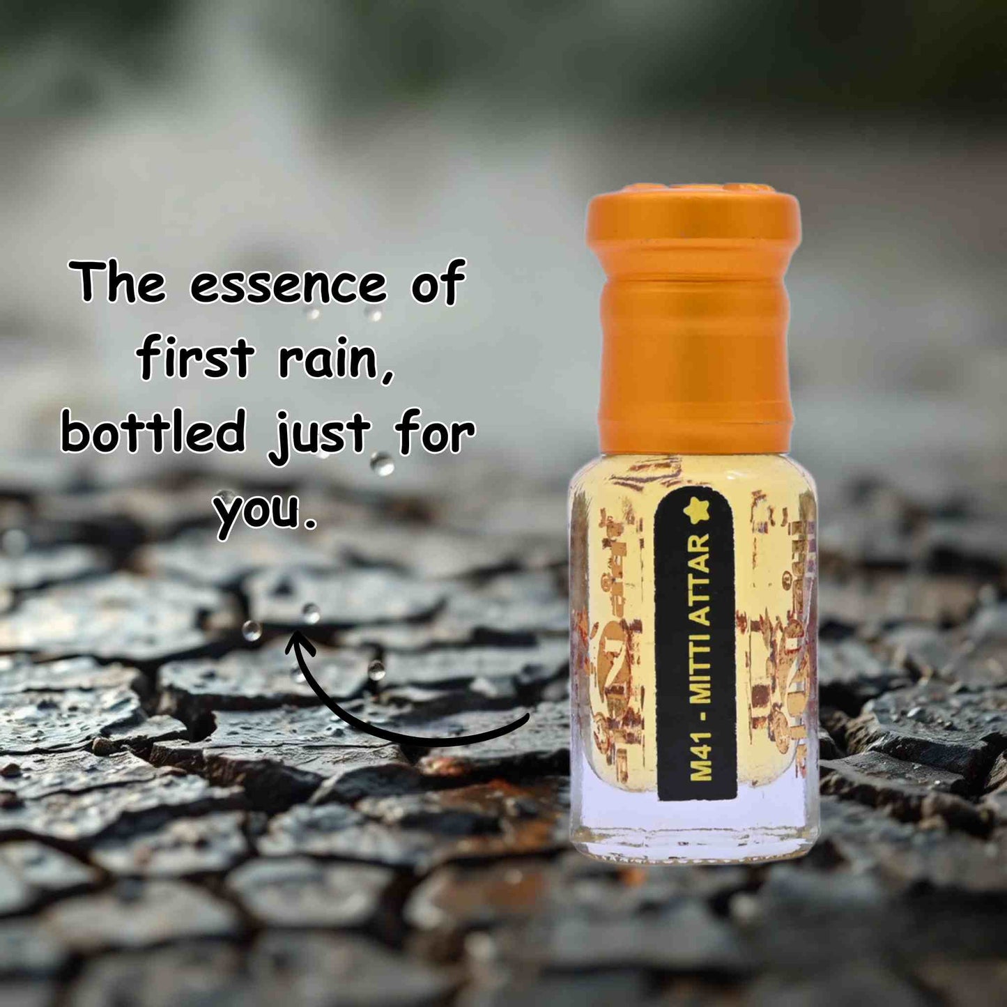 Small bottle with an orange cap on a textured surface, with text overlay.