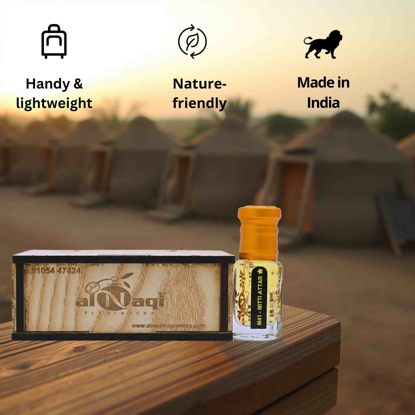 AlNaqi product with desert tents in the background