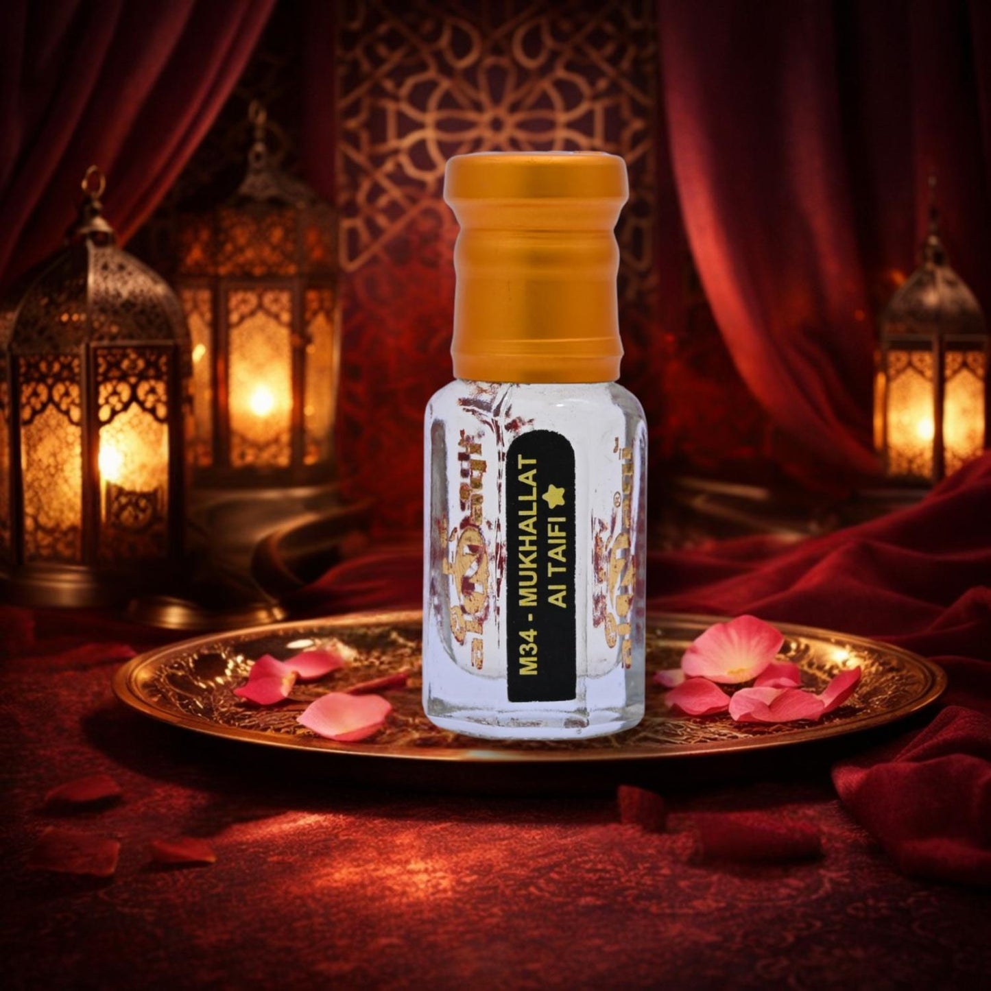 Close-up of the attar's rich, amber-hued essence