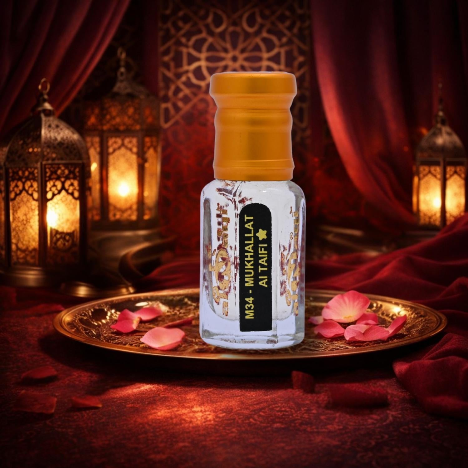 Close-up of the attar's rich, amber-hued essence