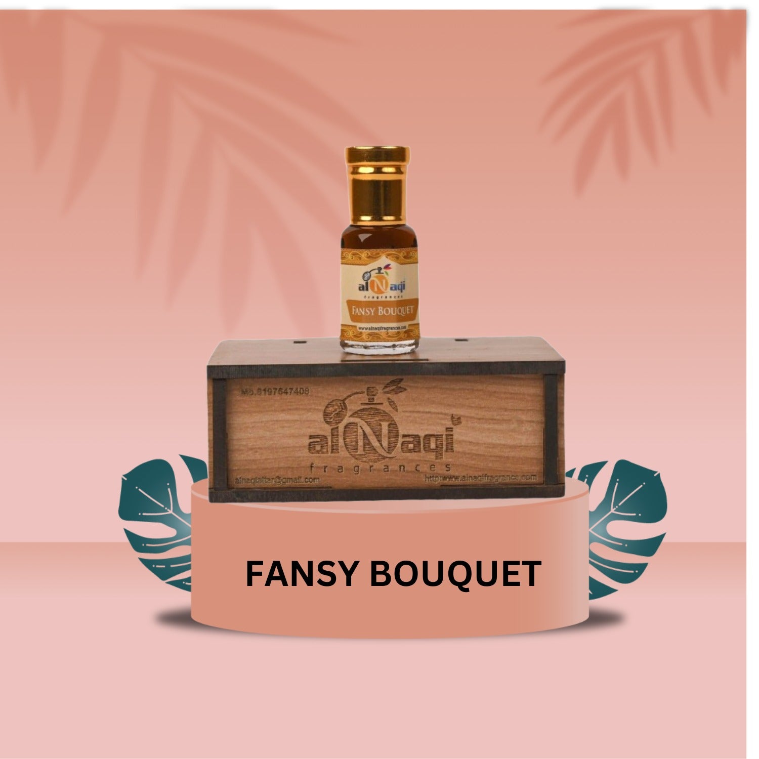 Close-up of sophisticated scent bottle with jasmine and rose petals