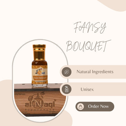 Fragrance bottle surrounded by bergamot and peony blossoms