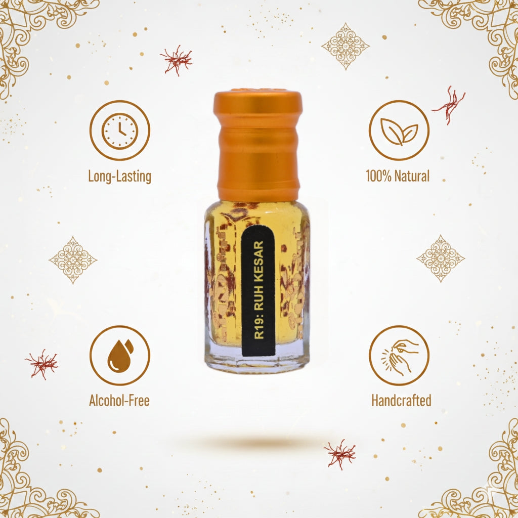 Ruh Kesar Attar lifestyle fragrance application