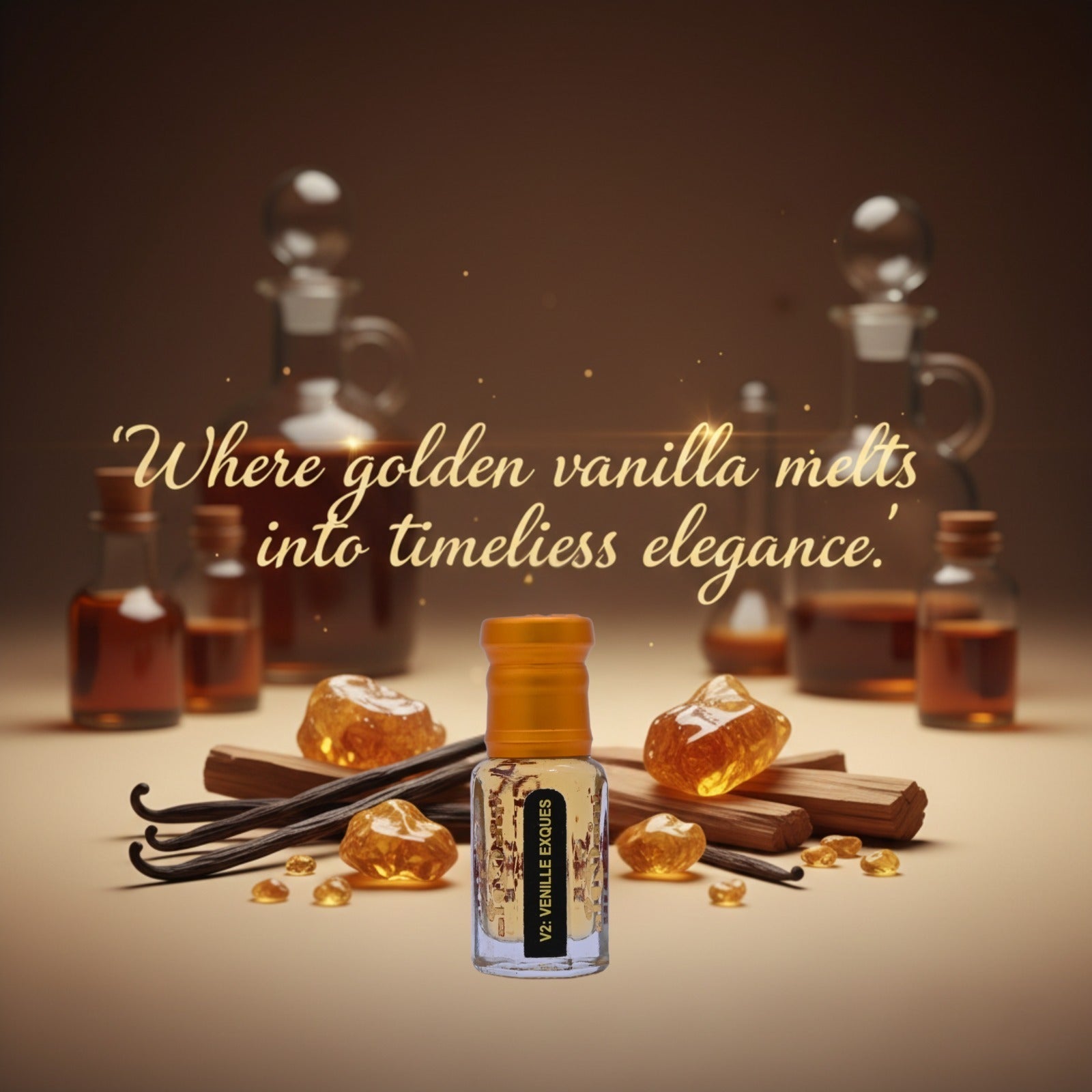 Experience the richness of vanilla with the long-lasting charm of Vennille Exques Attar.
