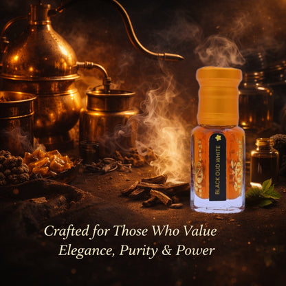 Black Oud White Attar elegant outer packaging design