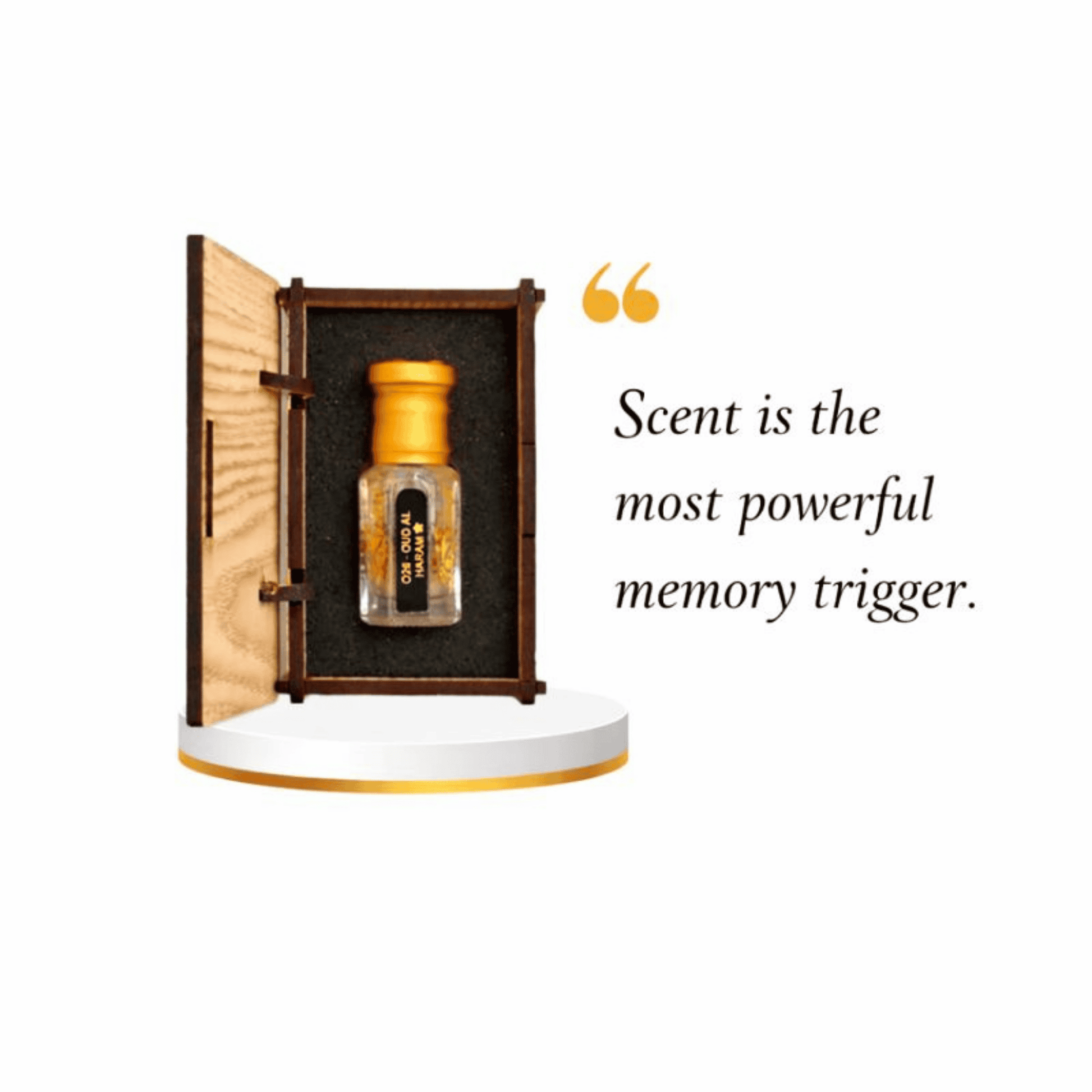 Sophisticated attar with deep, warm tones of Oud and Amber