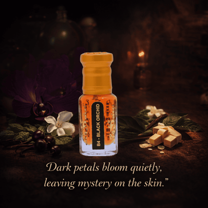 Elegant glass bottle showcasing luxurious dark perfume oil