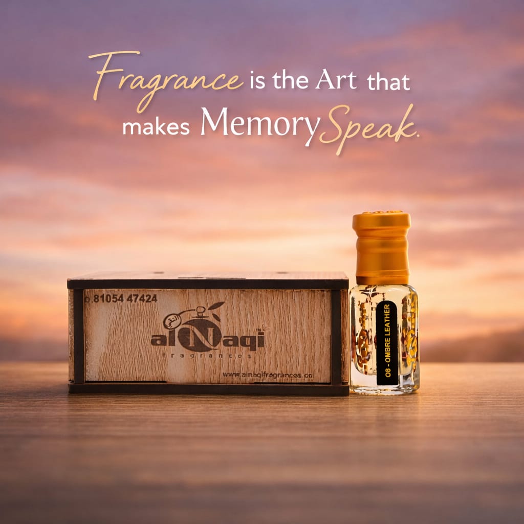 Premium ombre leather attar perfume oil with bold and elegant scent