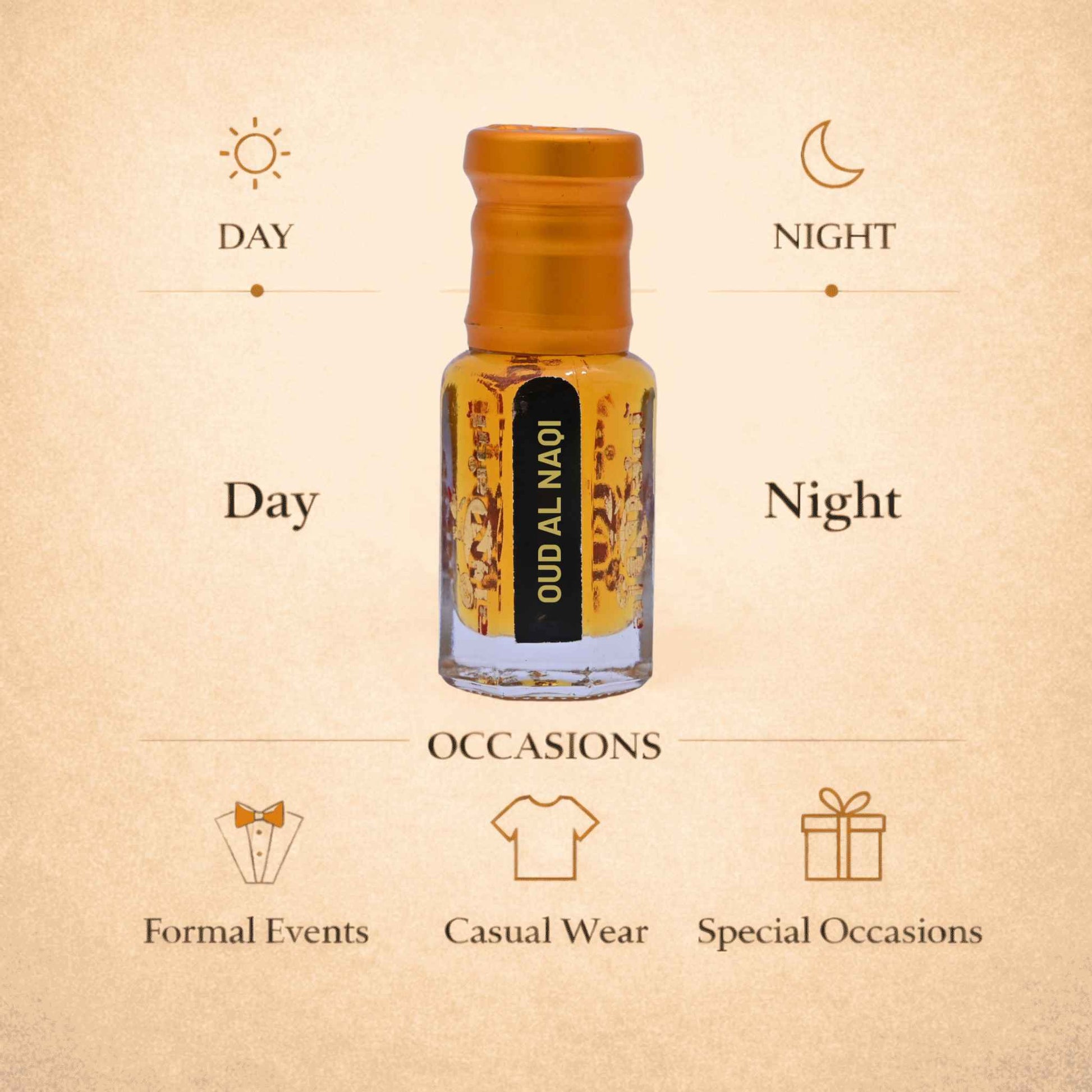 Sophisticated attar bottle with a rich blend of amber and musk notes