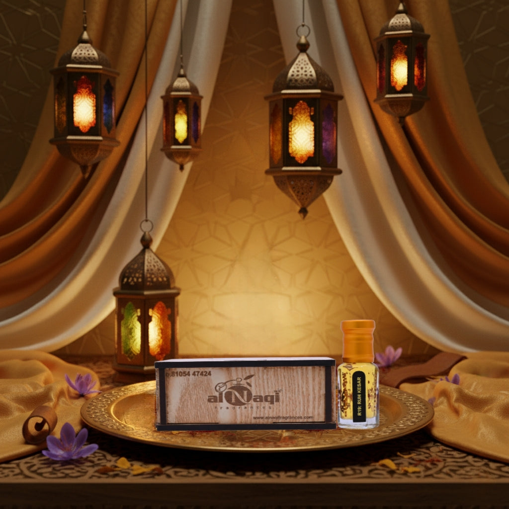 Ruh Kesar Attar elegant outer packaging design