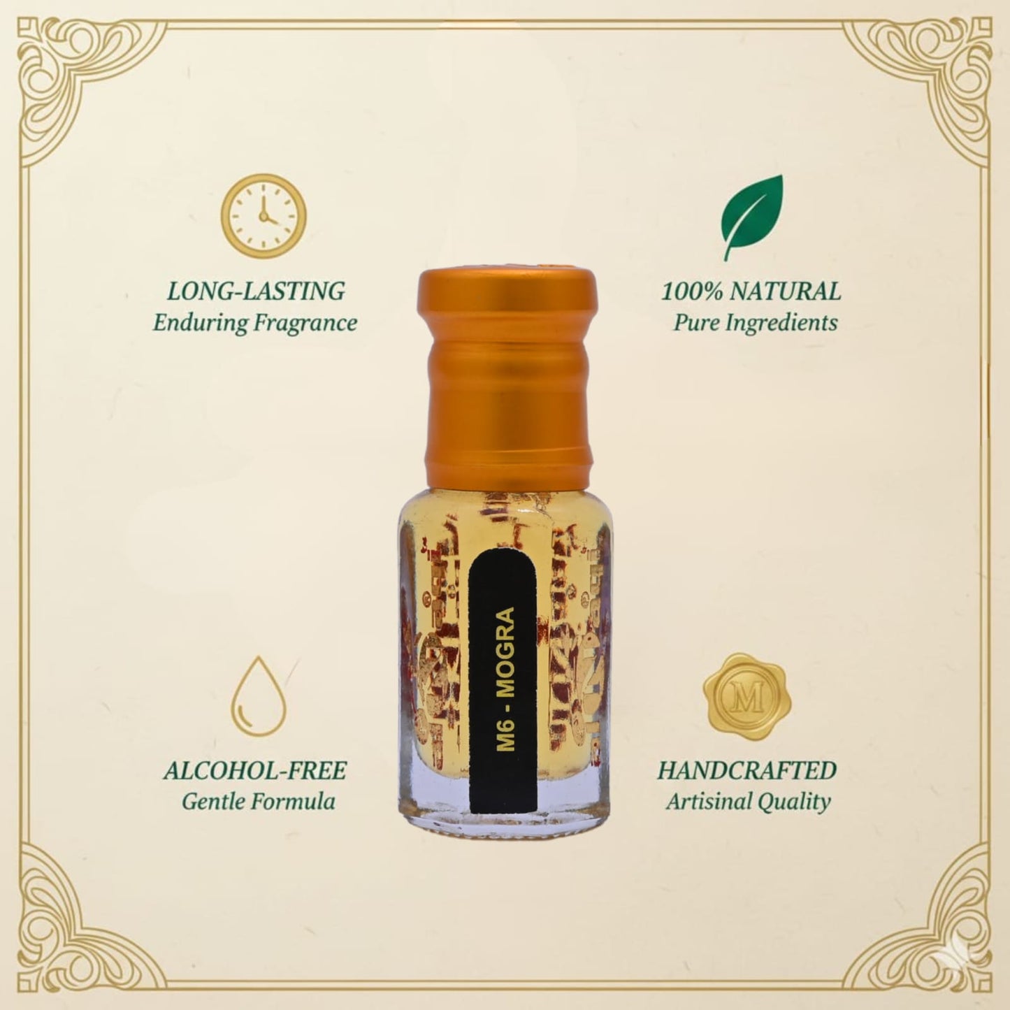 Royal mogra attar with luxurious jasmine aroma and smooth, long-lasting finish
