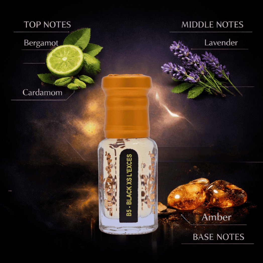 Close-up of attar bottle emphasizing elegant details.
