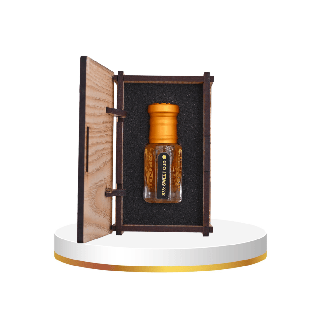 Sweet oud attar perfume oil bottle