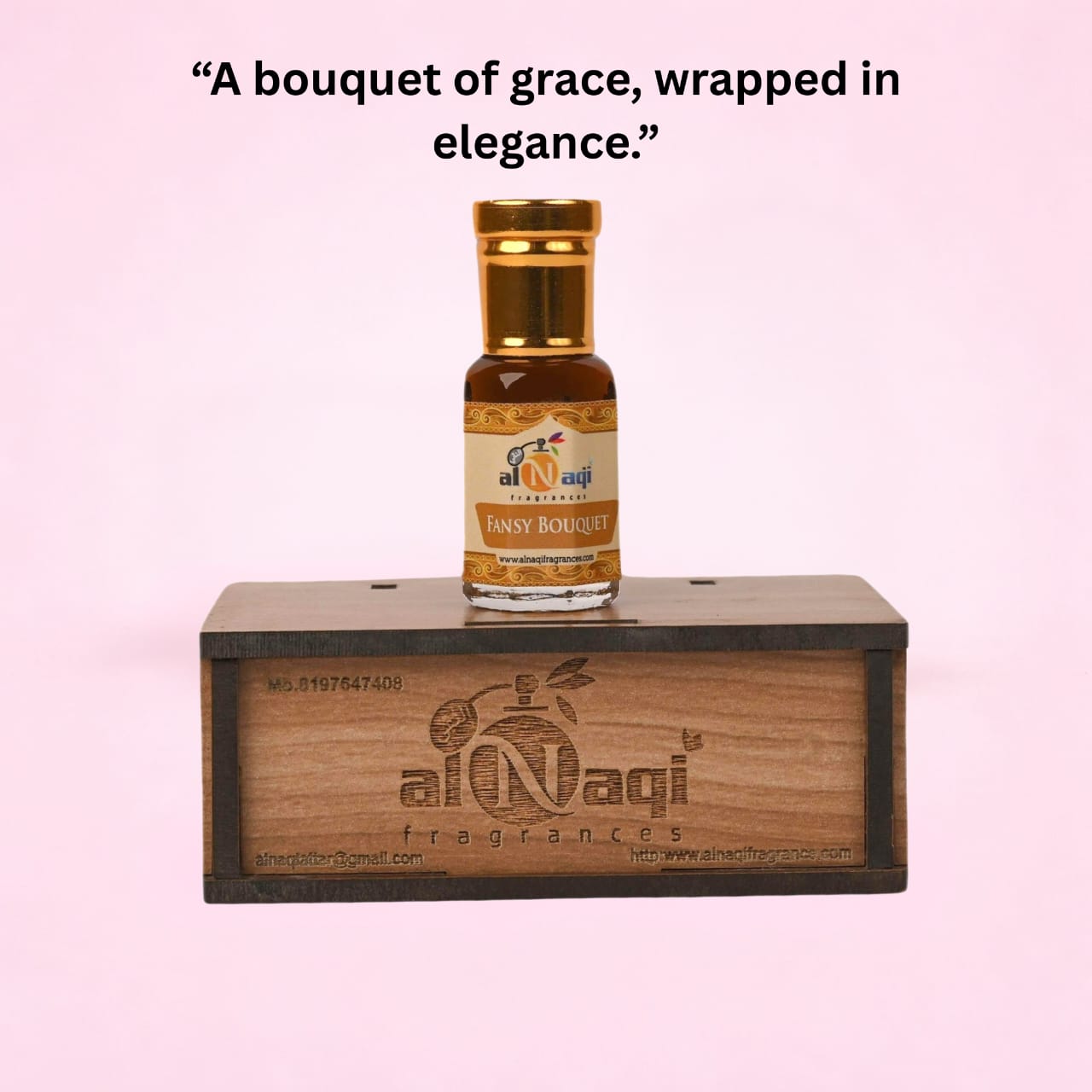 Luxurious scent bottle displayed with lily of the valley and amber