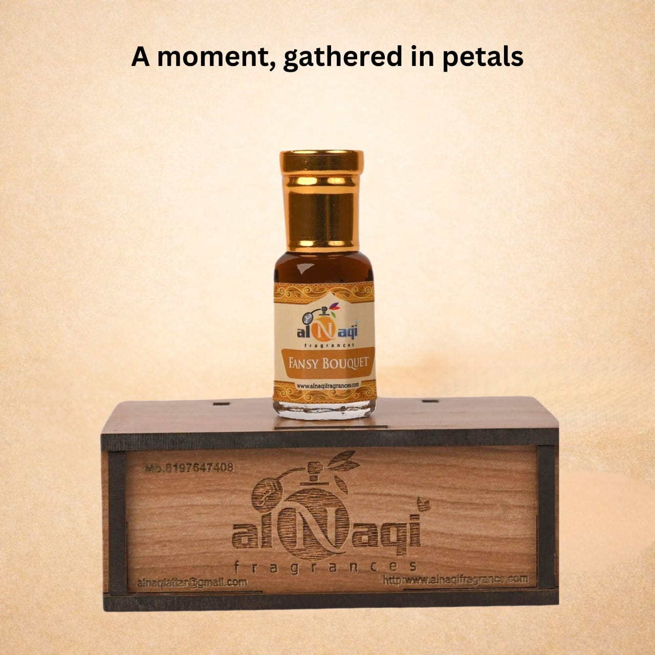 Perfume bottle featuring a blend of warm musk and sandalwood