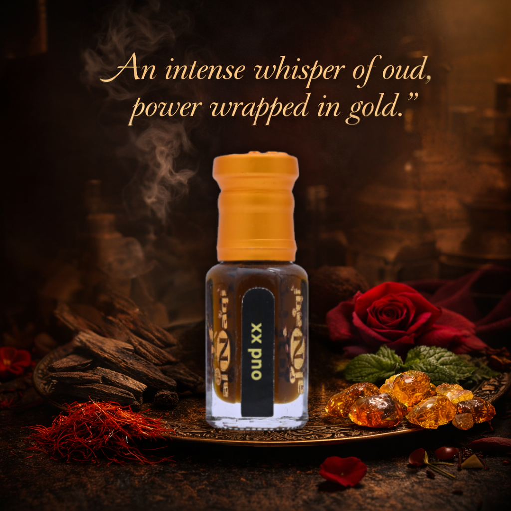 Close-up view of Alnaqi Oud XX Essence perfume
