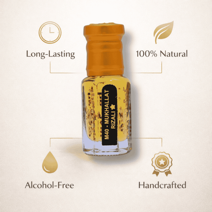 Traditional Arabian attar perfume oil in roll-on bottle